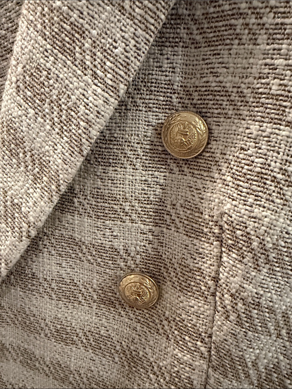 NWT L'AGENCE Cream and Tan Tweed Double-Breasted Blazer Size M - Picture 4 of 7